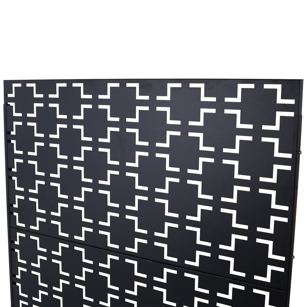 Black Metal Room Divider Privacy Screen with Rust-Resistant Finish