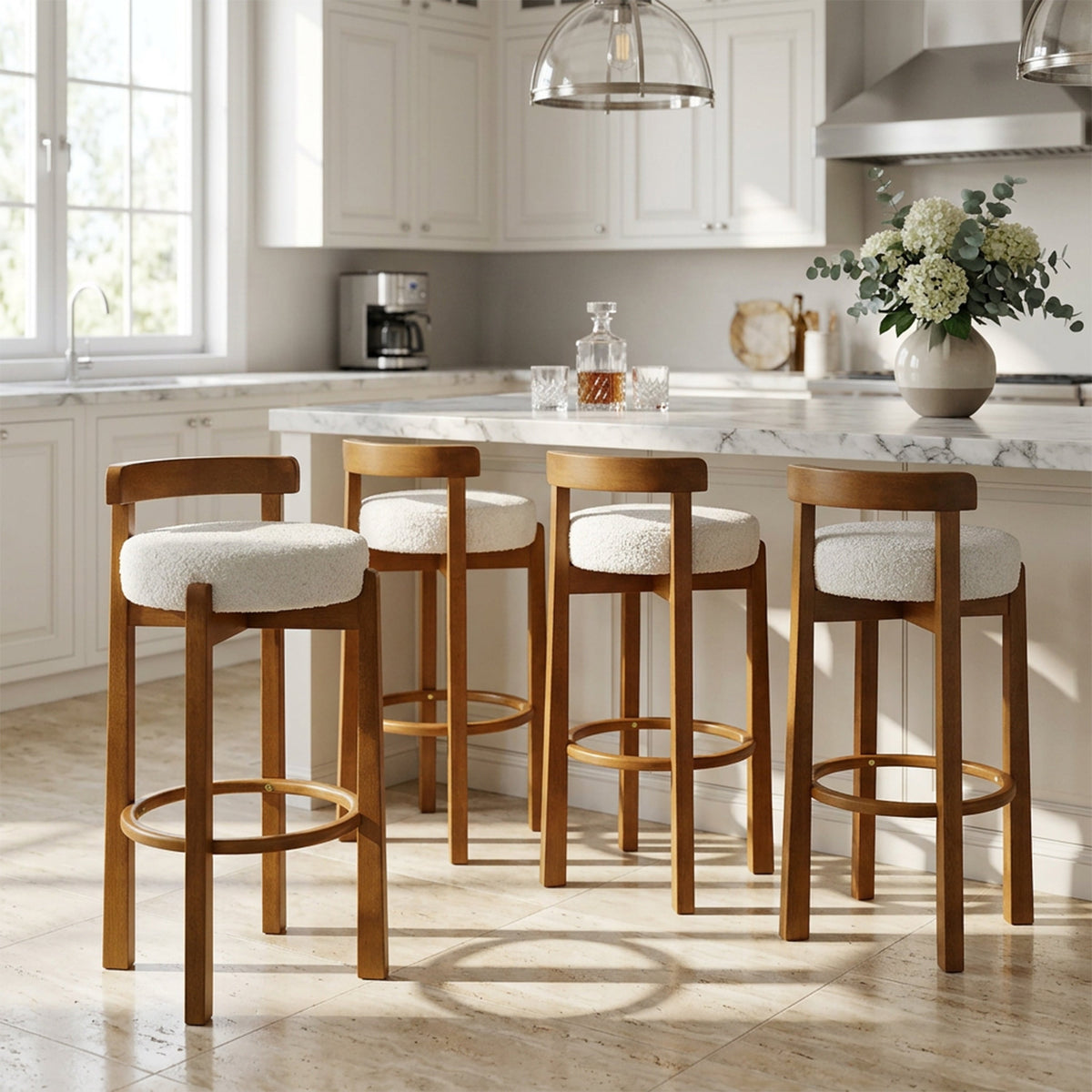 Elise Indoor Wooden Low Back Barstool