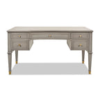 Dauphin 5 Drawer Executive Desk with Solid Rubber Hardwood - Gray or Light Brown