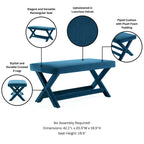 Accent Bench with Piped Cushion and Solid Wood Frame - Multiple Colors