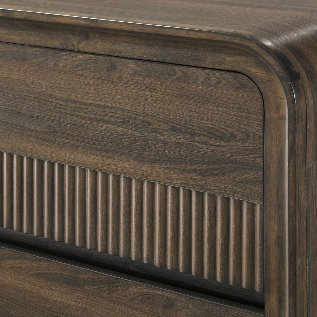 Mid-Century Modern Wood Accent Chest with Rounded Edges - Brown