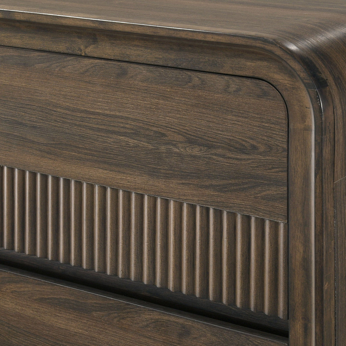 Mid-Century Modern Wood Accent Chest with Rounded Edges - Brown