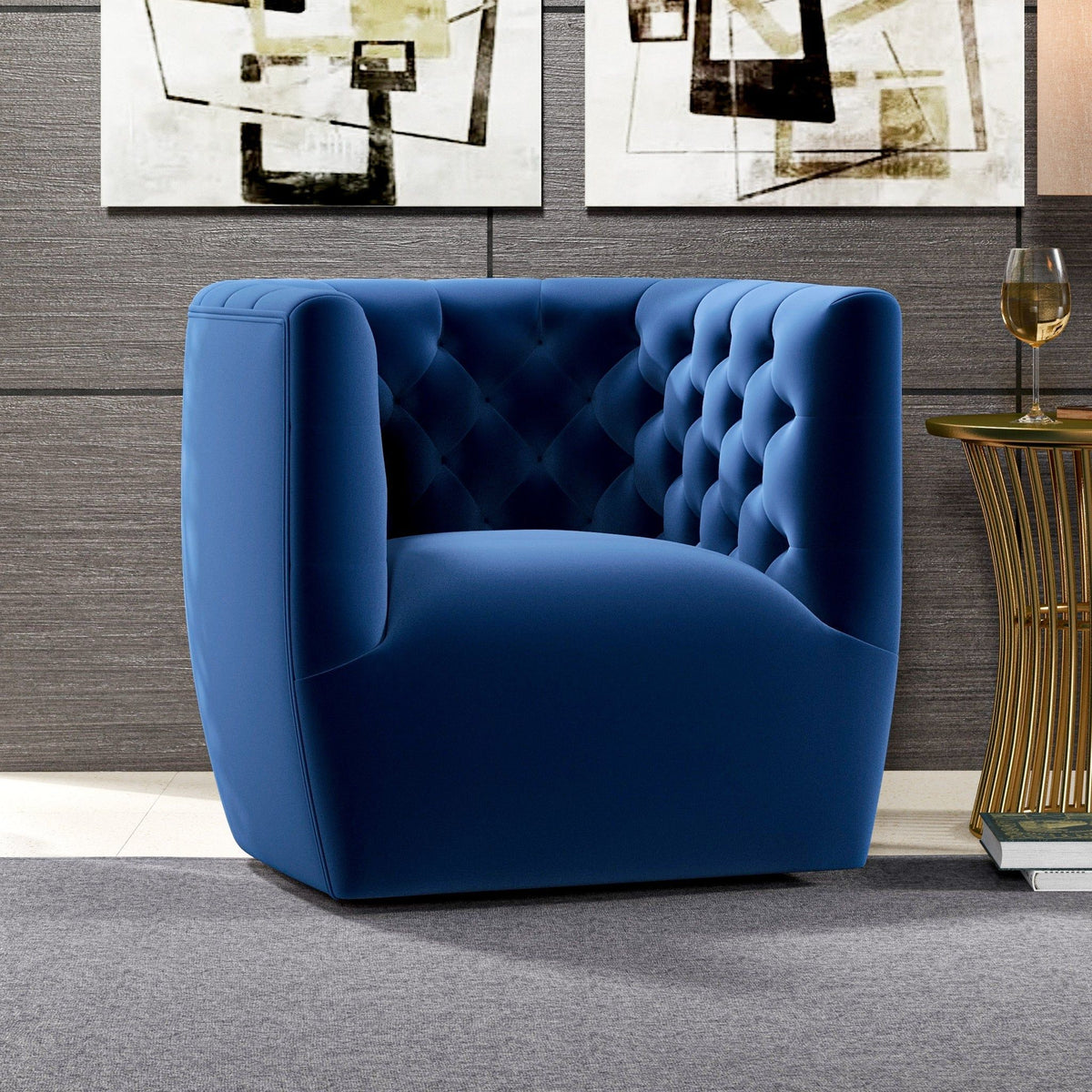 Ergonomic Design Swivel Chair with Tufted Accent - Multiple Colors
