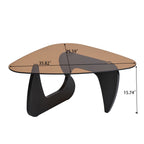 Modern Center Coffee Table with Tempered Glass Top - Light Brown, Black, Dark Brown