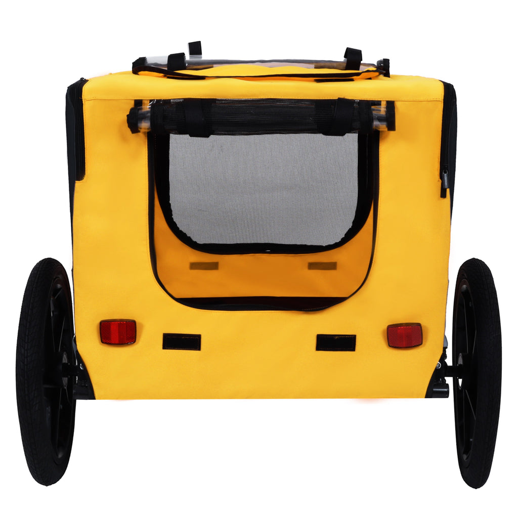 Pet Bike Trailer with Steel Frame and Foldable Design - Red
