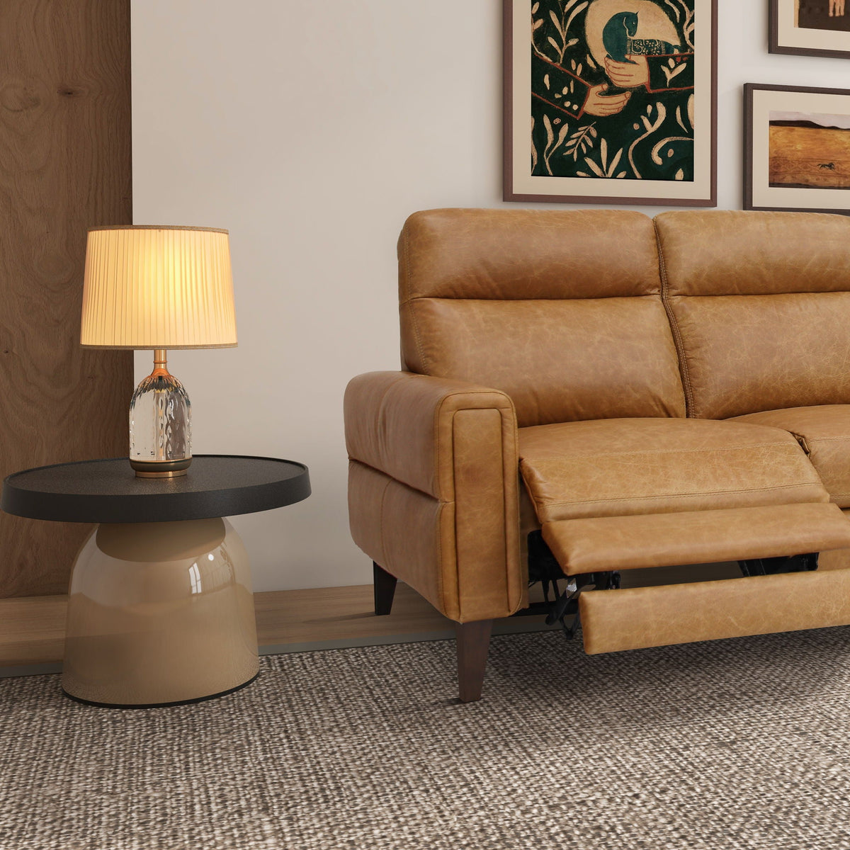 Light Brown Reclining Sofa with Push-Back Mechanism – Elliot Incliner