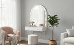 Floating Makeup Vanity Desk with 3-Color LED Mirror – Engineered Wood
