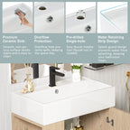 Bathroom Vanity with Single Ceramic Sink and Side Storage - Multiple Colors