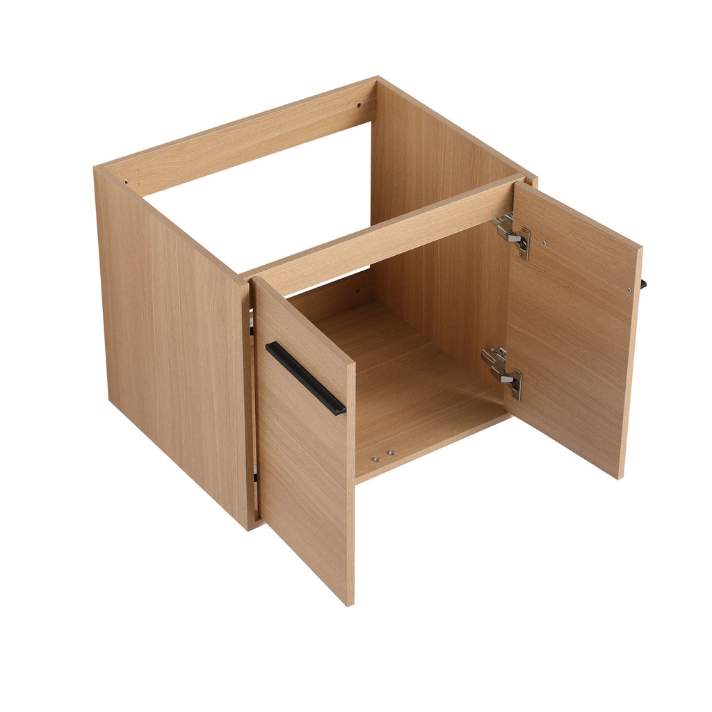 Bathroom Vanity Set with Resin Countertop Sink and 2 Doors - Light Brown Oak