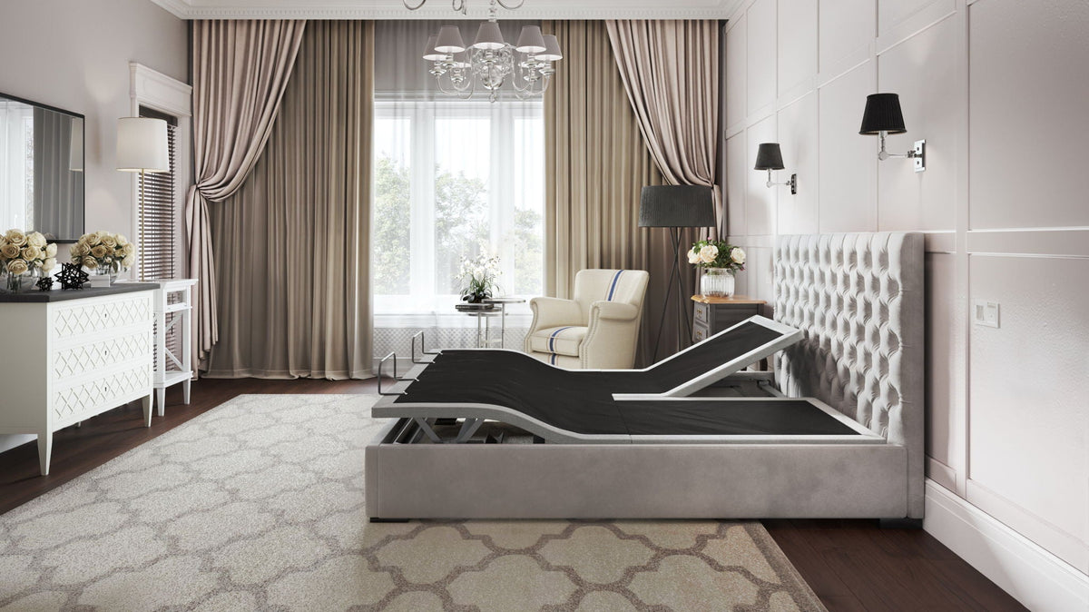 Split Head Adjustable Bed Base with Massage & USB Ports - Black