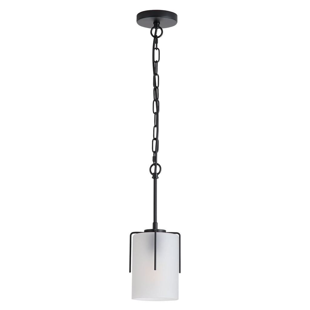 Adjustable Cylindrical Pendant Light with Frosted Glass Shade - Black or Gold