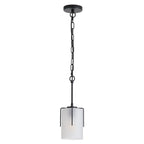Adjustable Cylindrical Pendant Light with Frosted Glass Shade - Black or Gold