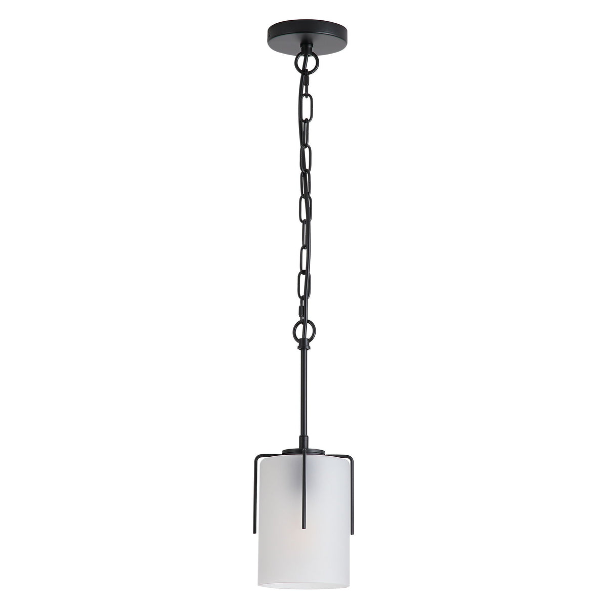Adjustable Cylindrical Pendant Light with Frosted Glass Shade - Black or Gold
