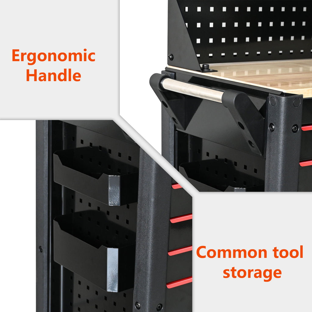 Heavy Duty Tool Cart with 19 Drawers and Locking System - Black/Red