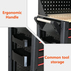 Heavy Duty Tool Cart with 19 Drawers and Locking System - Black/Red