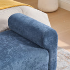 65" Chenille Ottoman Bench with Upholstered Wood Frame - Neutral