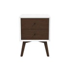 Mid-Century Modern Night Stand with 2 Drawers - Dark Brown or White