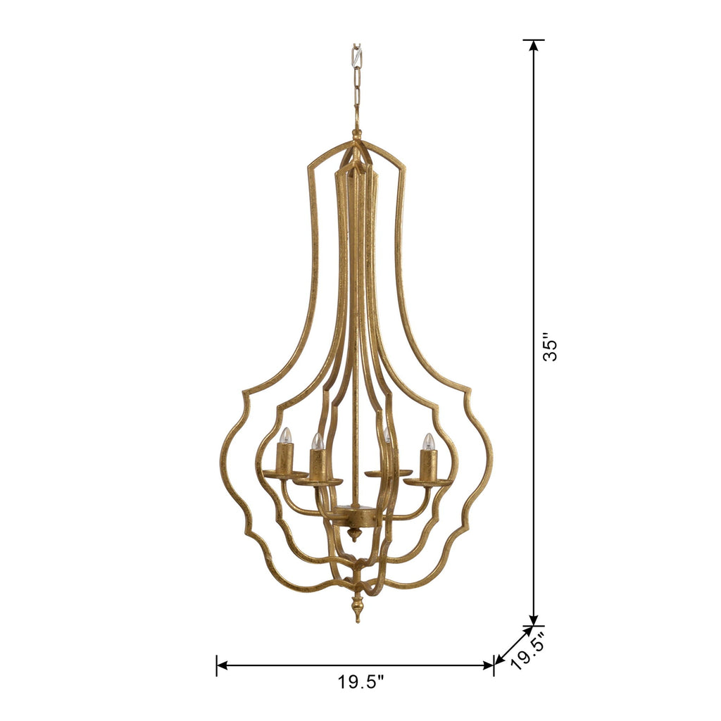 4 Light Chandelier - Adjustable Hanging Light Fixture