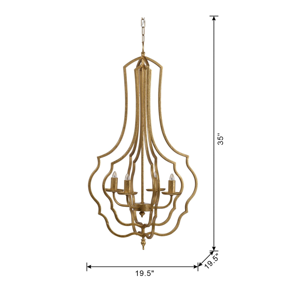 4 Light Chandelier - Adjustable Hanging Light Fixture