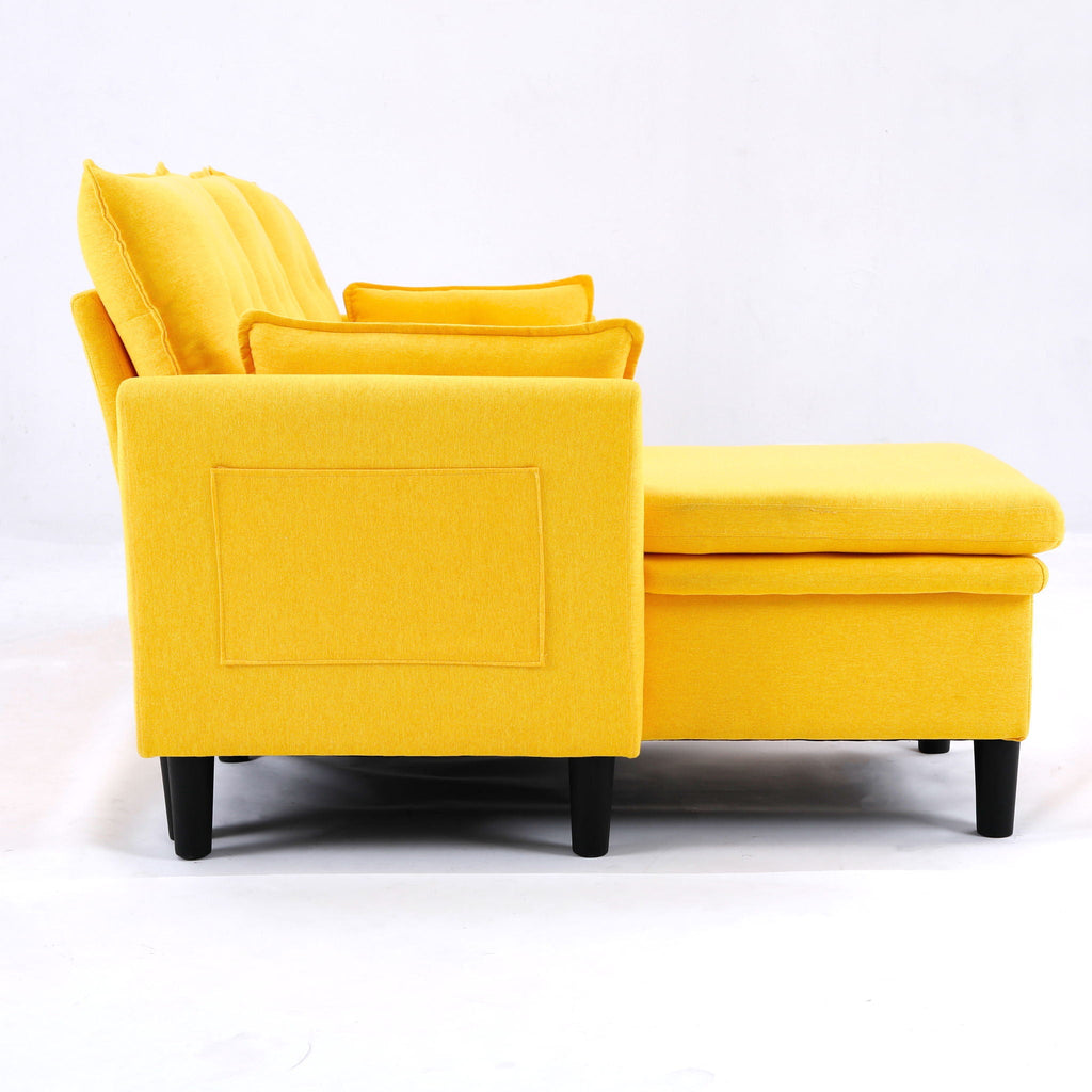 Reversible Chaise Sleeper Sectional Sofa with Storage - Cotton-Linen Upholstery