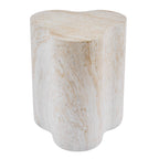 Organic Travertine-Look MGO Side Table with Weather Resistance - Neutral