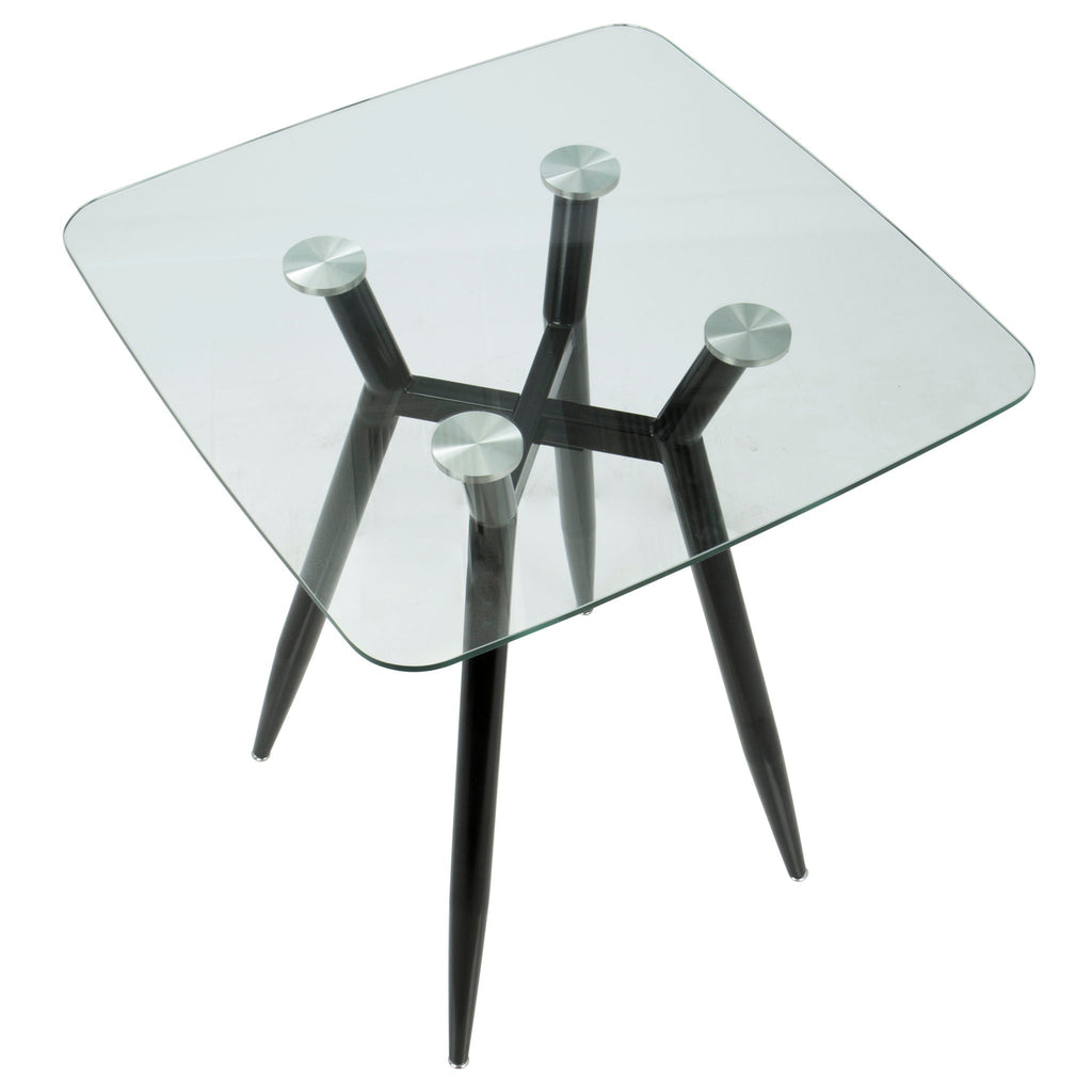 Mid Century Modern Square Counter Table with Sturdy Metal Base - Dark Brown or Black