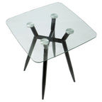 Mid Century Modern Square Counter Table with Sturdy Metal Base - Dark Brown or Black