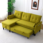 Reversible Chaise Sleeper Sectional Sofa with Storage - Cotton-Linen Upholstery