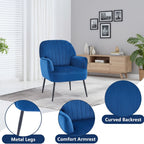 Upholstered Accent Armchair with Shell-Shaped Design - Multiple Colors