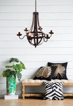 6 Light Metal Chandelier - Black