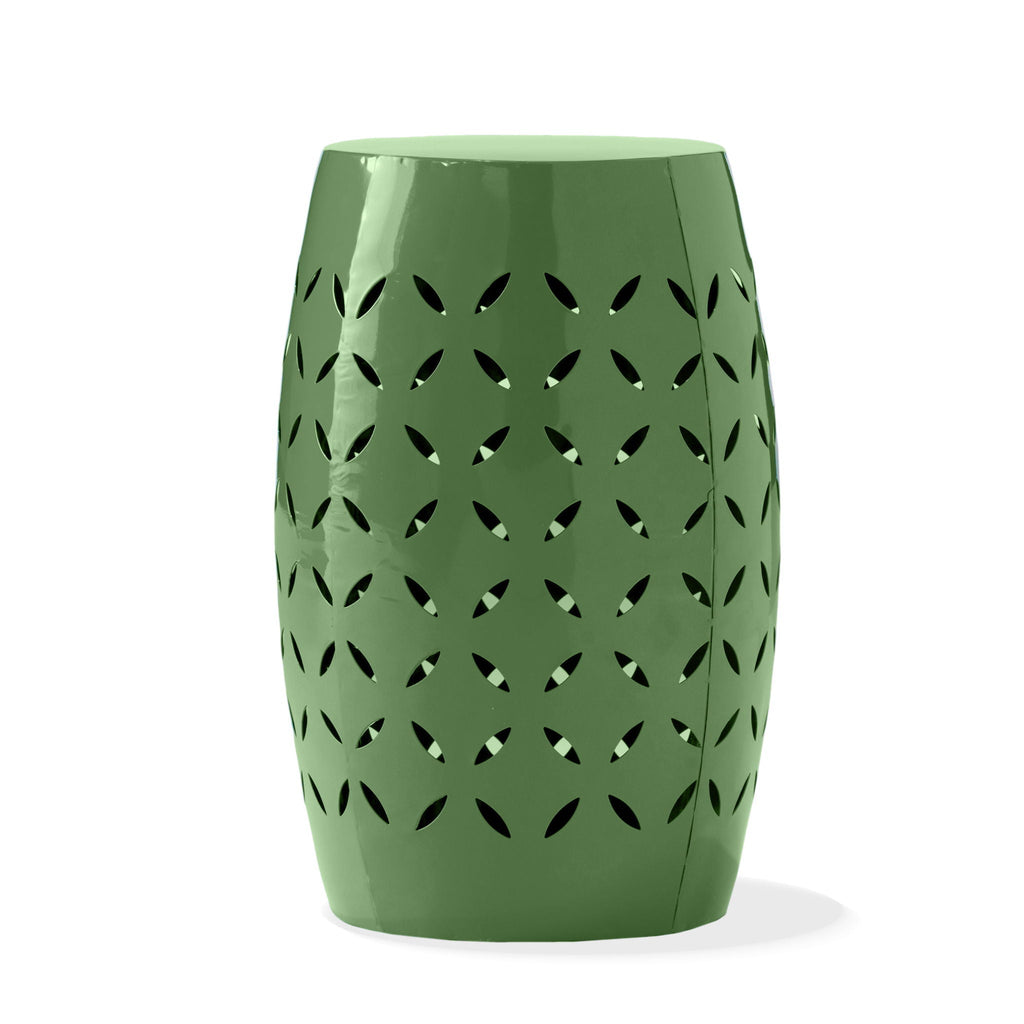 Barrel Shape Outdoor Side Table with Durable Metal Design - Yellow or Green