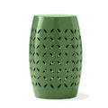 Barrel Shape Outdoor Side Table with Durable Metal Design - Yellow or Green