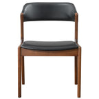Enzo Dining Chair Set of 2 with Black Vegan Leather - Black / Brown