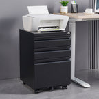 Contemporary 3 Drawer Mobile Filing Cabinet With Lock
