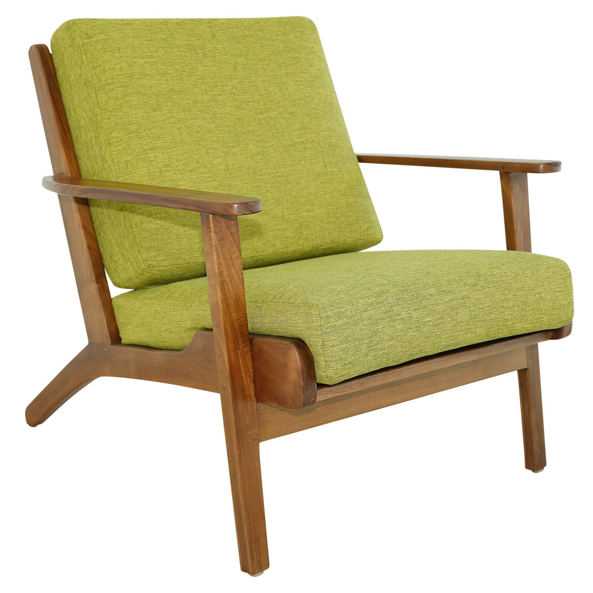 Genuine Lounge Chair with Solid Wood Frame - Beige, Green, Light Blue