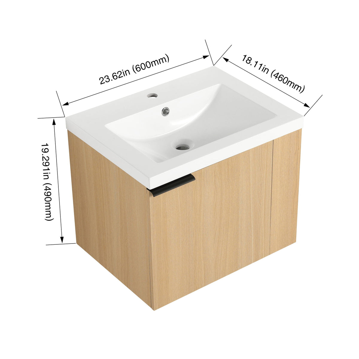 Modern Bathroom Vanity with Side Storage - Light Brown or White