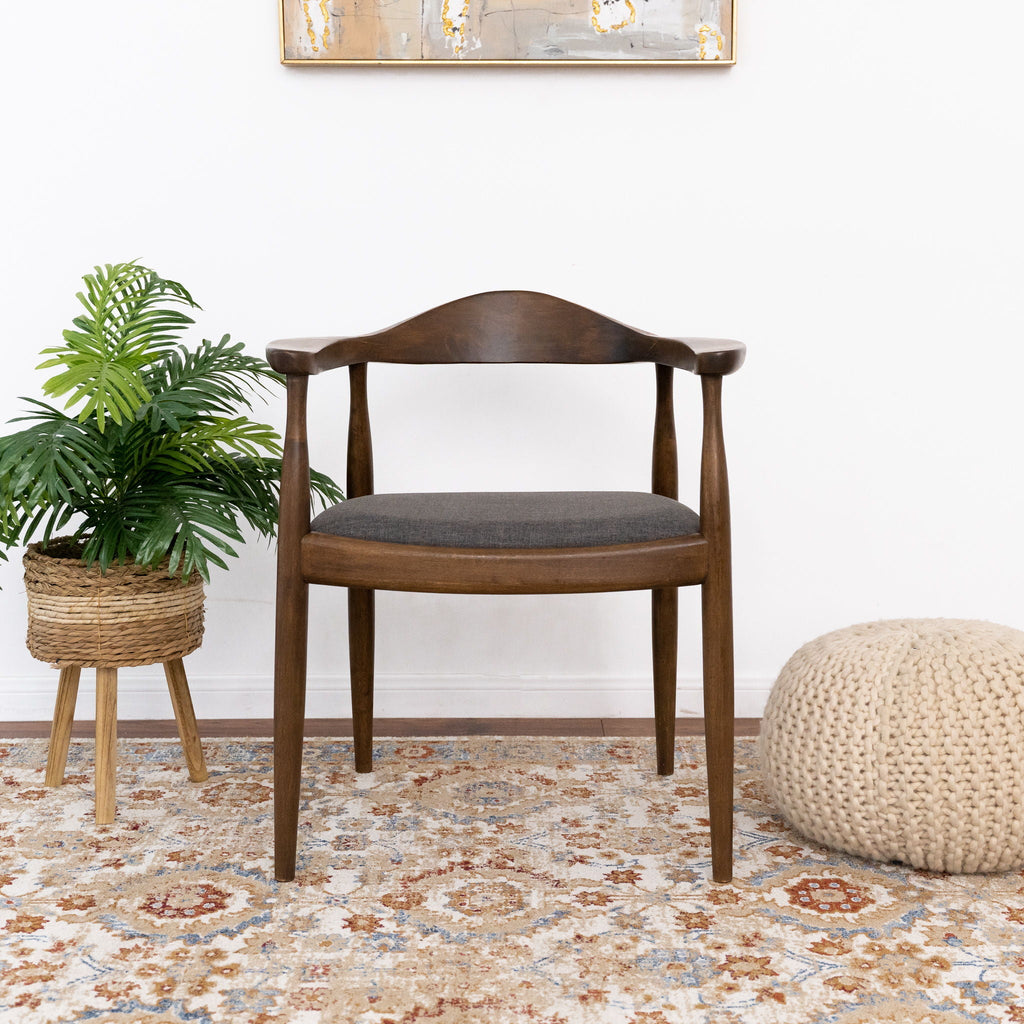 Mid-Century Modern Dining Chair with Armrests - Dark Gray or Dark Brown