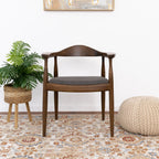 Mid-Century Modern Dining Chair with Armrests - Dark Gray or Dark Brown