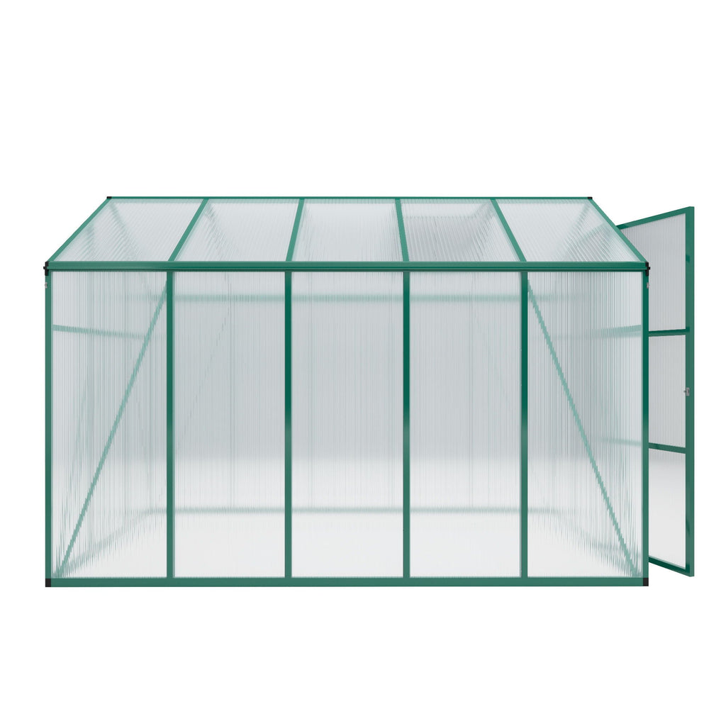 Polycarbonate Walk-In Greenhouse with Raised Base - Green