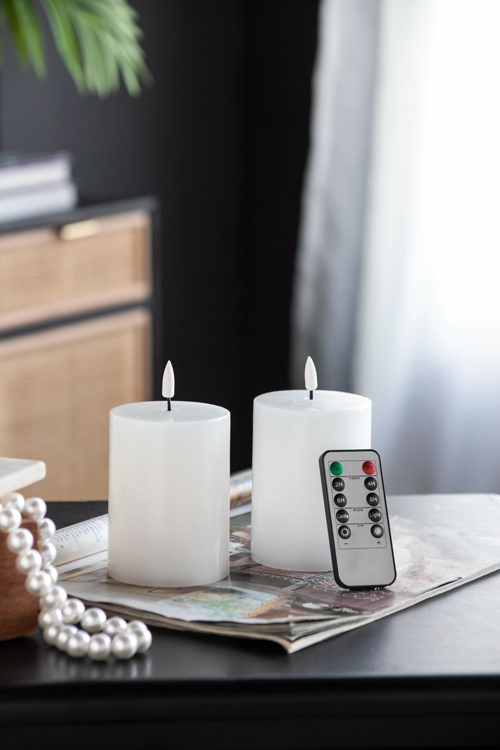 LED Candles with Remote Control Timer - Set of 2, White