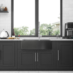 Black Double Bowl Farmhouse Sink with Soundproofing - Stainless Steel
