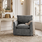 360° Swivel Accent Chair with Chenille Upholstery - Gray