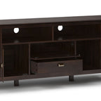 Tobacco Brown TV Stand with Tempered Glass Doors - Solid Wood