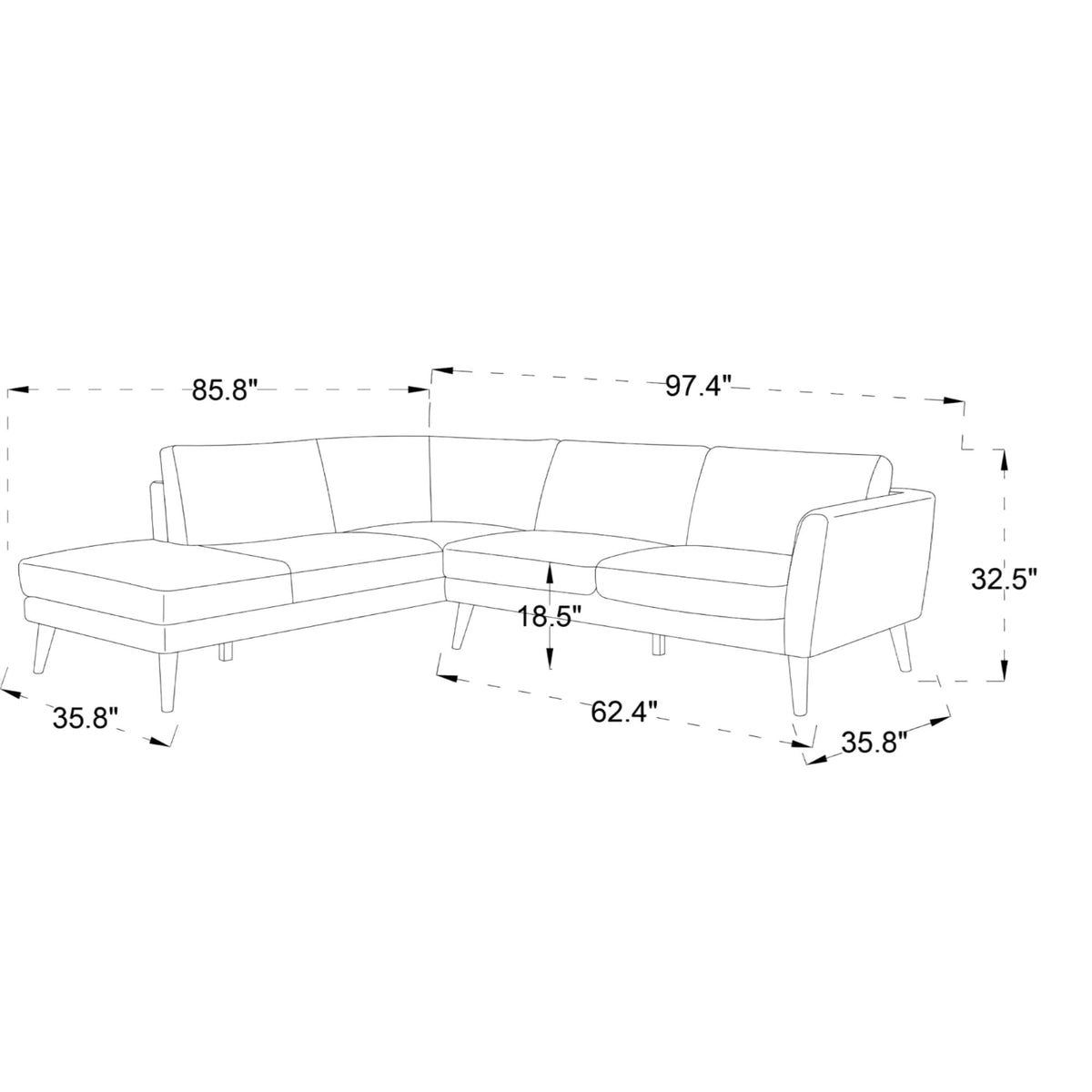 Benson Sectional Sofa With Chaise - Multiple Colors