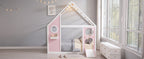 Twin House Bed with Slide - Playhouse Design - Pink