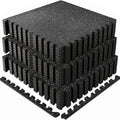 0.79 Inch Thick Gym Floor Mats with Interlocking Design - Black