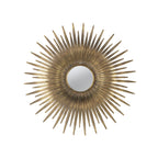 Retro Sunburst Metal Wall Mirror with Decorative Design - Gold