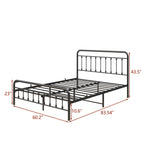 Victorian-Style Steel Bed Frame with Powder-Coated Finish - Black