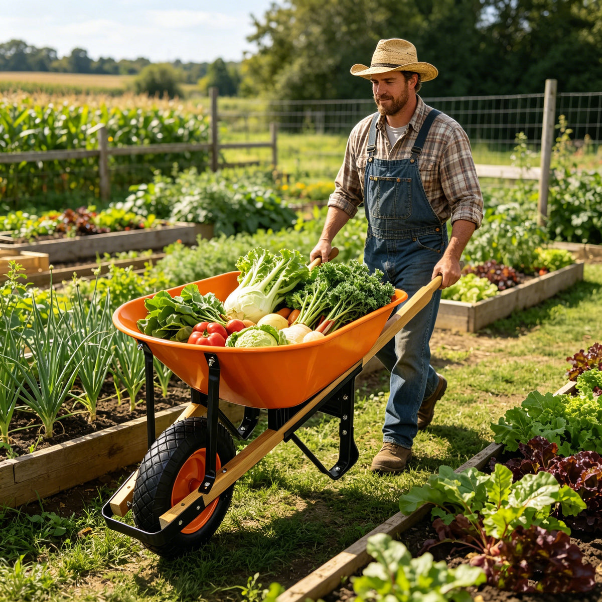 Steel Tray Wheel Barrow with Durable ABS+Steel Construction - Garden