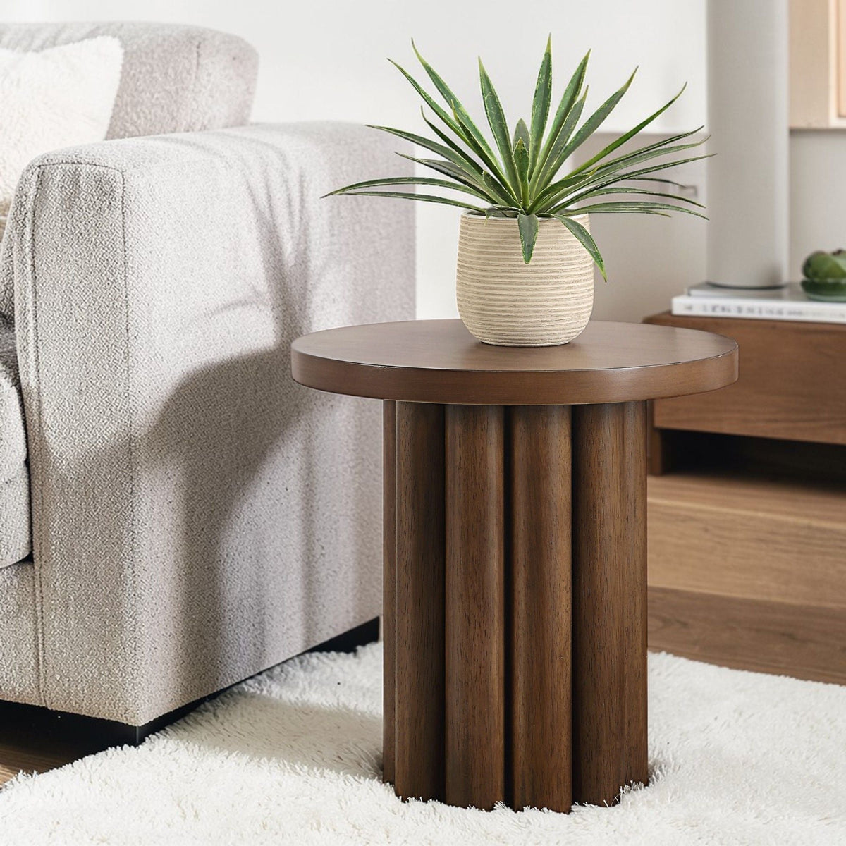 Loanna Wooden Color End Table with Sturdy Tabletop - Brown